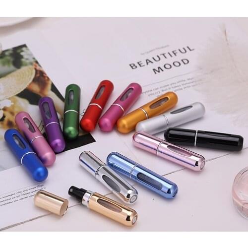 Perfume Bottles Atomizer 5 ml Spray Container Mini Refillable Portable Plastic Aluminum Spray Bottle for Traveling Empty Filling