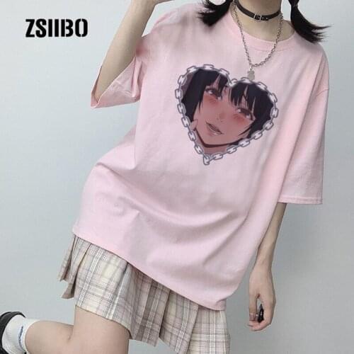 Gothic T-shirt Summer Japanese Harajuku Anime T-shirt new Loose Casual Vintage Cartoon Short Sleeve Fashion Punk Women Clothing