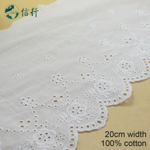 3yards 20cm Cotton embroid lace sewing ribbon guipure trims or fabric warp knitting DIY Garment Accessories free shipping#3617