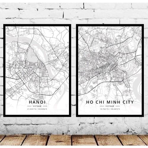 Hanoi Ho Chi Minh City Vietnam Map Poster