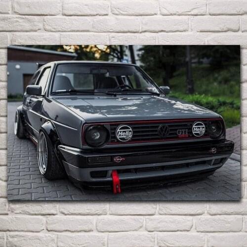 Classic golfmk2 custom sports car vehicle fanart living room decor home art decoration wood frame fabric poster KN419
