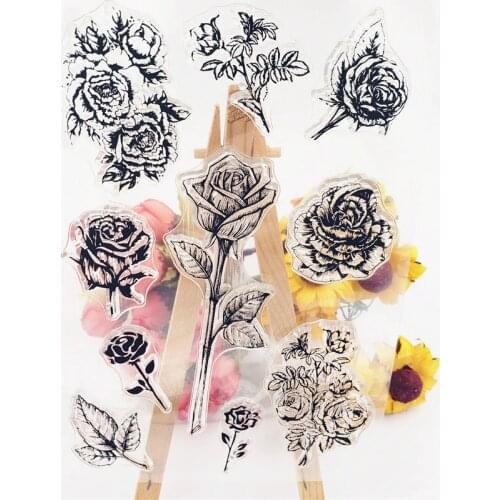 Beautiful Rose Transparent Clear Stamps / Silicone Seals for DIY Decorative Rubber Stamp Retro Seal Scrapbooking Card Making