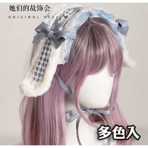 Sweet Lolita Girl Woman Rabbit Ears Hairpin Kawaii Plush Hair Clip Edge Clamp Handmade Side Clip Cute Headdress Cosplay Headpiec