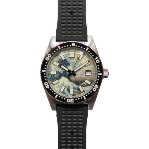 PROXIMA mens diver watches,automatic mechanical men watch sport full luminous Kanagawa surfing dial NH35 sapphire clock luxury