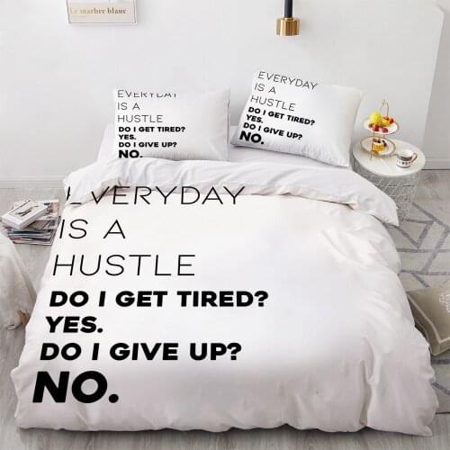 3D Printed Custom Design White Letter Single Double King Bedding Set Duvet Cover Set Quilt Covers Comforter Case Home Textile