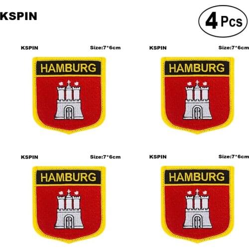 Hamburg Flag Embroidery Patches Iron on Saw on Transfer patches Sewing Applications for Clothes in Home&Garden