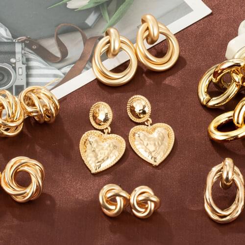 2021 New Retro Bariety Of Metal Korean Earrings All-Match Fashion Personality Geometric Round Earrings For Women Exquisite Gift