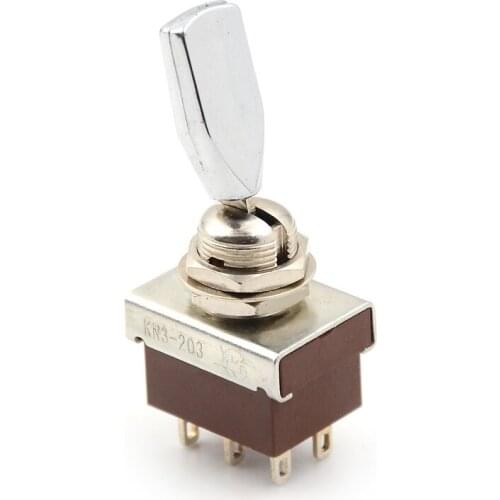 One Piece AC 250V 3A 3 Position ON/OFF/ON DPDT Flat Handle Toggle Switch 25 x 18 x 15mm