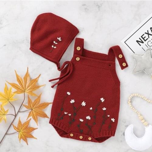 Autumn Newborn Baby Girl Cute Bodysuits Jumpsuits Outfits Clothes Winter Sleeveless Toddler Infant Kids Floral Knitted Coveralls