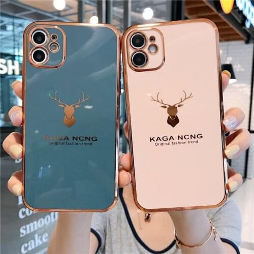 Luxury 6D Plating Camera Protection Soft Silicone Phone Case For iPhone 11 Pro XS Max XR X 8 7 Plus SE2020 Deer Back Cover Shell