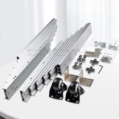 Hidden Folding Table Rails Aluminum Telescopic Cabinets Dining Table Slide Rails Flat Push Folding Table Hardware Accessories