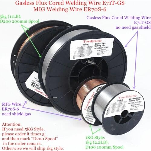 Flux Cored Gasless Welding Wire E71T-GS No Gas or MIG Welding Wire ER70S-6 0.6/0.8/0.9mm 1kg Steel Welding Material