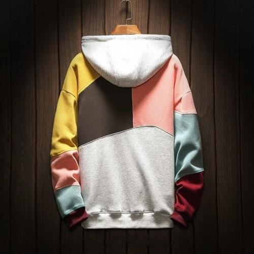 2020 New Loose Patchwork Men Thick Sweatshirts Autumn O-Neck Pullover Hoodies Tops Outerwear Plus Size 5XL Hip Hop Sweatshirts