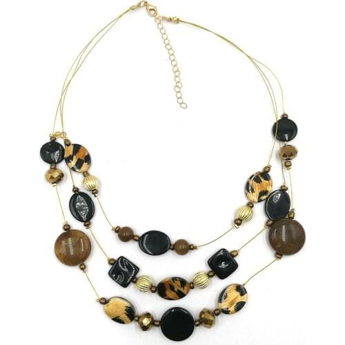 Three Layers of Shell Pendant Necklace Natural Black Shell Women Best Friend Seashell Necklace Bohemian Jewelry