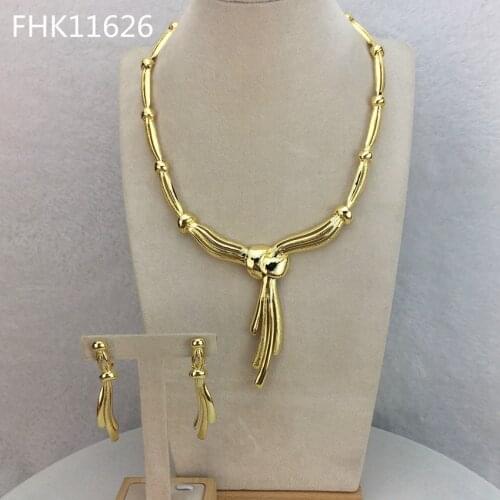 Yuminglai Dubai Gold Jewelry Sets for Women Necklace with Earrings FHK11626