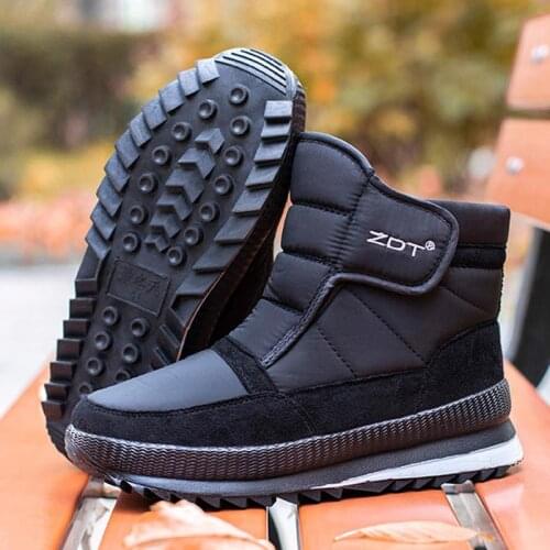 Shoes women boots 2021 fashion solid non-slip waterproof winter boots women shoes warm plush snow boots hook&loop ankle boots