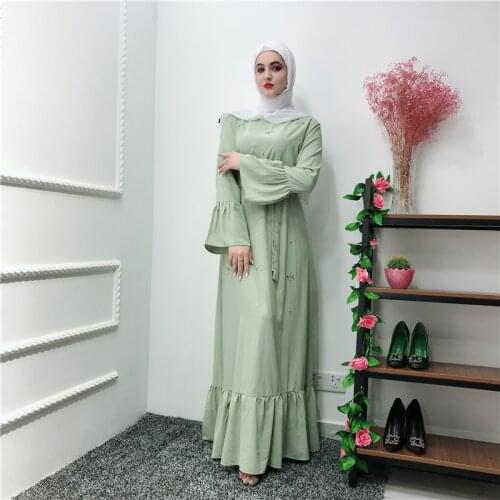 2021 New Women Sexy Lovely Long Sweet Dress Casual Fashion Summer Elegant High Waist Flare Sleeve Sun Protection Muslim Clothing