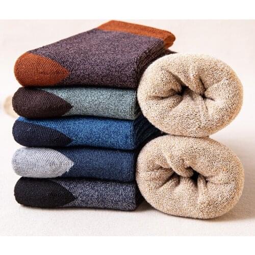 Winter Thickened Men Socks Knitted Hosiery Harajuku All-match Man Blue Thick Thermal Sock Short Warm Plush Fun Crew Socks