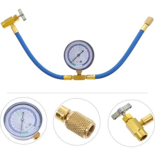 1Pc R134A R22 Refrigerant Charging Hose with Gauge Practical Car Supply (1/4SAE)