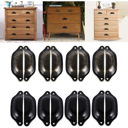 2 pieces of durable retro shell handle drawer cabinet iron handle knob with 4 screws classic drawer shell semi-circular handle