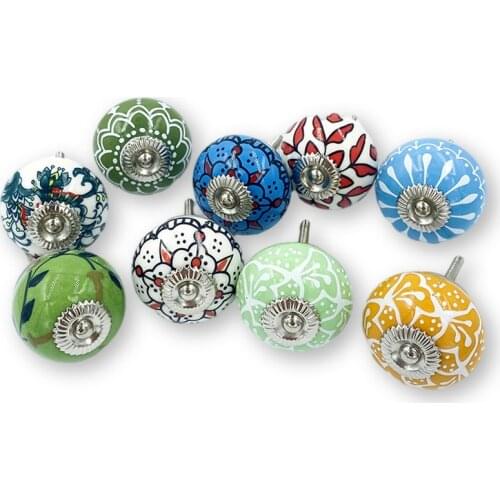 2Pcs/set Ceramic Door Drawer Handles Knobs Europe Ceramic Cabinet Cupboard Handles Pull Drawer Dresser Knobs Pulls With Screw