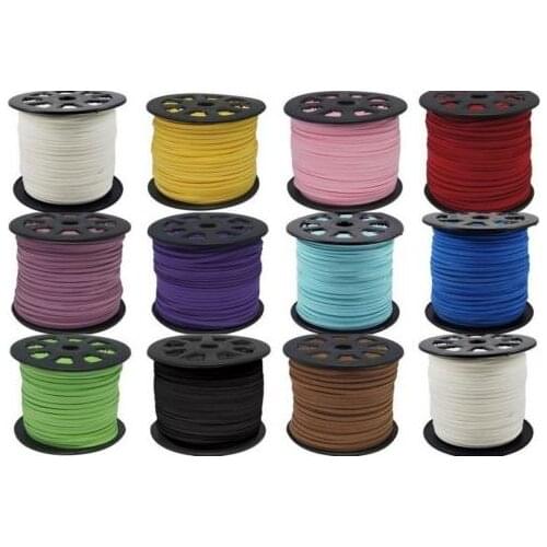 3mm x1.5mm 100 meter mixed black Faux Flat Suede velvet Lace Leather Cord Jewelry DIY Rope bracelet Jewelry accessories h35632