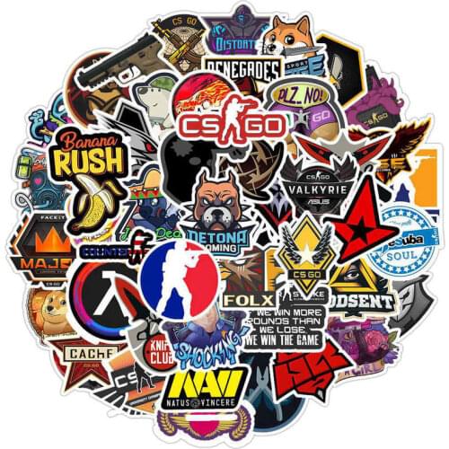 50PCS CS GO PVC Waterproof Children Stickers Skateboard Guitar Suitcase Motorcycle Funny Graffiti Sticker Kids Classic Toy