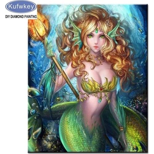 5d diamond painting fantasy princess embroidery with diamonds square/round drill mosaic cartoon mermaid girl‘s gift