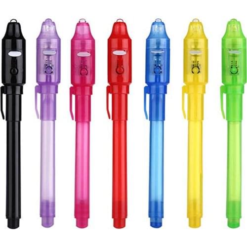 7 Invisible Magic Pens Marked with Ultraviolet Rays Secret Spy Information, Fun Children’s Birthday Party Detective Accessories