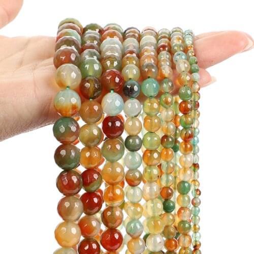 Natural Stone Beads Yellow Green Agates Onyx Loose Spacer Bead For Jewelry Making DIY Charm Bracelet Accessories 4/6/8/10/12MM