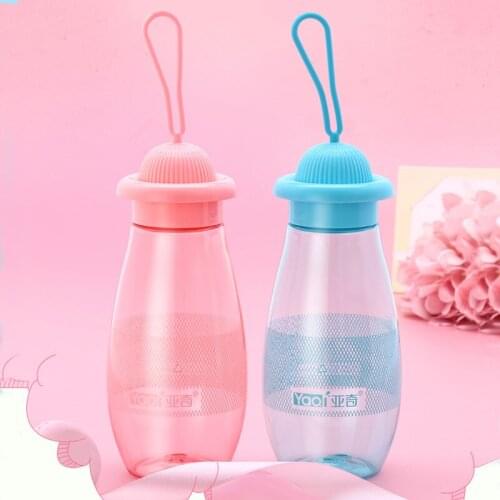 5 color 400Ml water bottle food grade plastic sports shake portable water bottle with rope