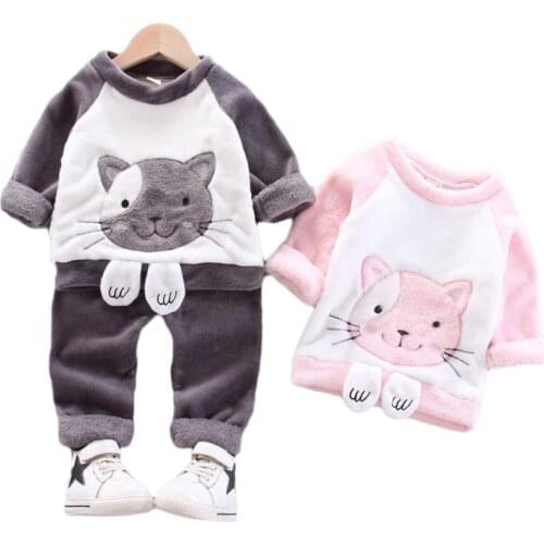 Children Sleepwears Winter Flannel Pajamas Sets Baby Girls Pajamas Boys Pyjamas Cartoon Nightgown Warm Plush Casual Homewear