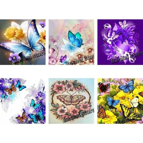 DIY Diamond Paintings Diamond Mosaic Butterfly flower Full Square Diamonds and Round Diamond Embroidery BS223