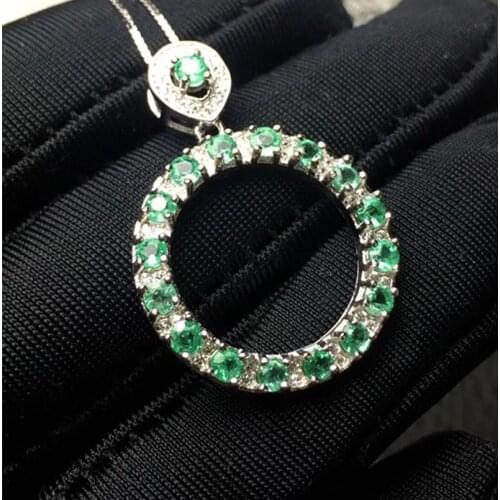 Emerald pendant natural Colombia emerald necklace pendant real 925 silver emerald jewelry Valentines Day gift