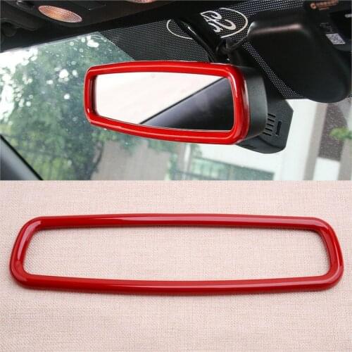 CITALL ABS Red Interior Rearview Mirror Cover Trim Frame Fit for Ford Mustang 2015-2017 2018 2019