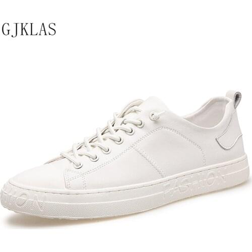 Mens Shoes Genuine Leather Trainers White Sneakers Men Men Lofers Fashion Spring/Autumn Mens Casual Leather Slip on Shoes Man