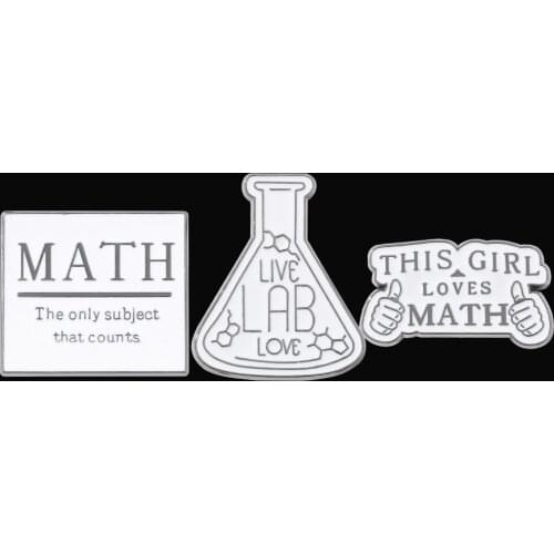 Love Math Enamel Pins Custom π Lab Educational Brooch Lapel Badge Bag Cartoon Jewelry Gift for Kid Friend
