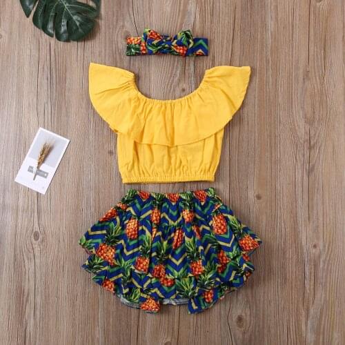 Sweet Toddler Baby Girl Kid Straped Ruffle Red Tops Watermelon Shorts Headwear Sunsuit Clothes Summer Girls Clothes 3 Pcs