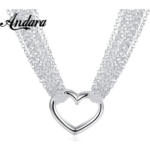 Fashion 925 Silver Necklace Flow Comb Love O-shaped Chain for Women Jewelry Gifts
