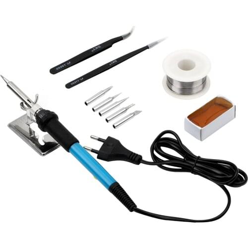 Solder Wire Tool Kit 11pcs/set US 110V EU 220V Adjustable Temperature Solder Station Stand With 5pcs Iron Tips
