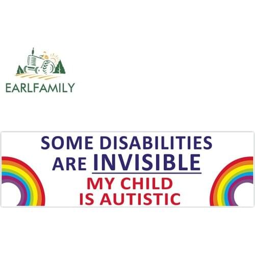 EARLFAMILY 13cm x 3.9cm For Autistic Child on Board Car Waterproof Stickers Bumper Decal Occlusion Scratch for VAN JDM RV