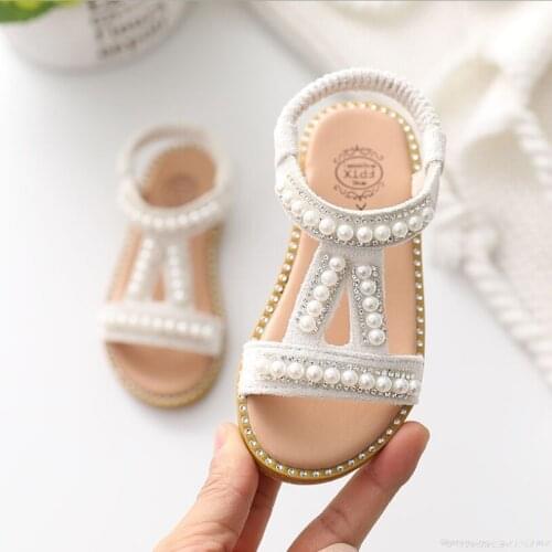 New Girls Diamond Princess Sandals Flat-heeled Dress Sandals for Primary School Students Girls Soft Cute Shoes