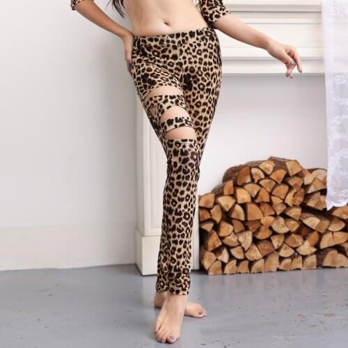 New Design Leopard Print Leggings Pants Belly Dance Practicing Pants Dance Pants Practicing Long Pants No Scarf