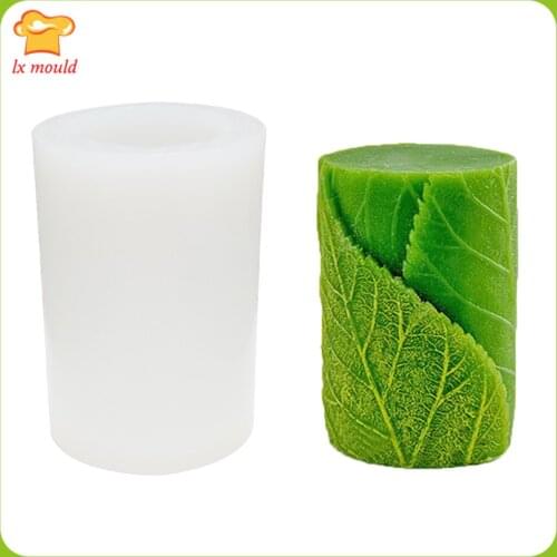 Creative Cylindrical Leaves Candle Silicone Molds 3D Leaf Aromatherapy Plaster Flavor Mould