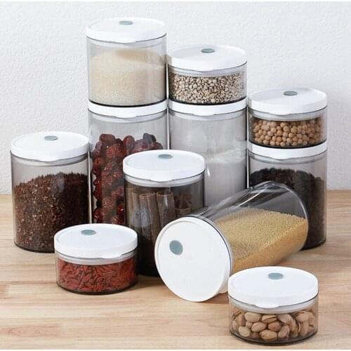 Plastic Transparent Sealed Ring Bottles Kitchen Storage Box Transparent Food Canister Keep Fresh Clear Container