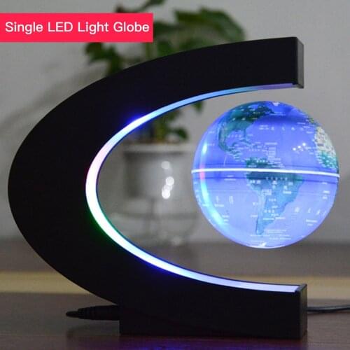 Floating Globe with LED Light 4 Inch Magnetic Levitation Rotating World Map with Multicolor Light C-Shape for Desk Decoration