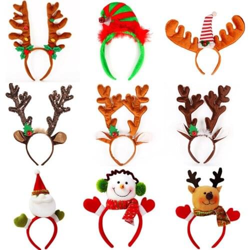Christmas Headband Santa Tree Elk Antlers Hairhoop Kid Adults Headwear Reindeer Xmas Ornaments Party Supplies Cosplay Photo Prop