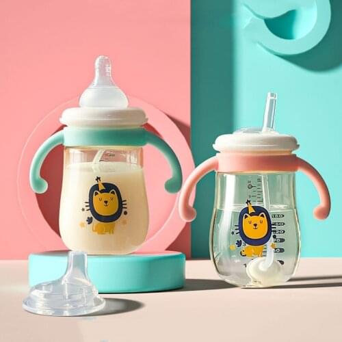 With 3 Pacifier PPSU Baby Bottle Silicone Straw Water Drink Bottles For Baby Milk Feeder Set Newborn Baby Feeding Bottle