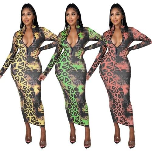 Adogirl Sexy Leopard Print Bodycon Midi Dress Autumn Winter Women Long Sleeve Night Club Partywear Slim Dresses 2021 Clothes