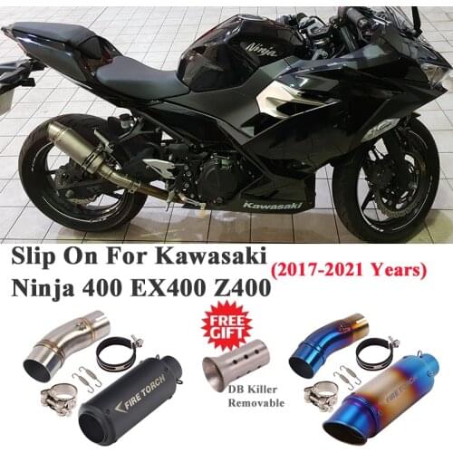 Slip On For Kawasaki Ninja 400 EX400 Z400 2017- 2021 Motorcycle TORCH Exhaust Escape Silencer Modify Link Pipe Muffler DB Killer